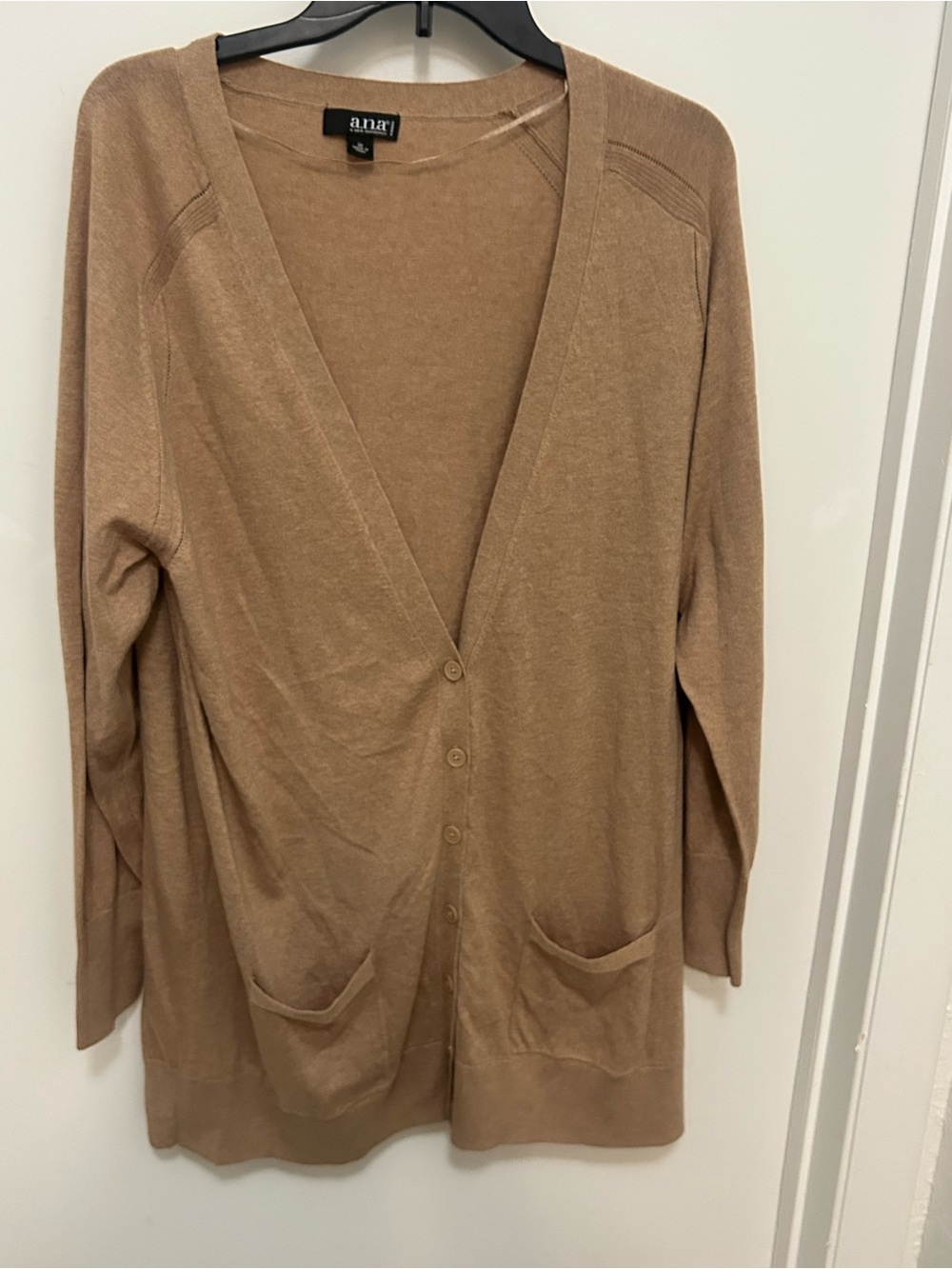 a.n.a Camel Button-Front V-Neck Long Cardigan